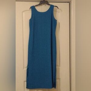 Blue maxi dress with slits on both sides, pullover, size 12